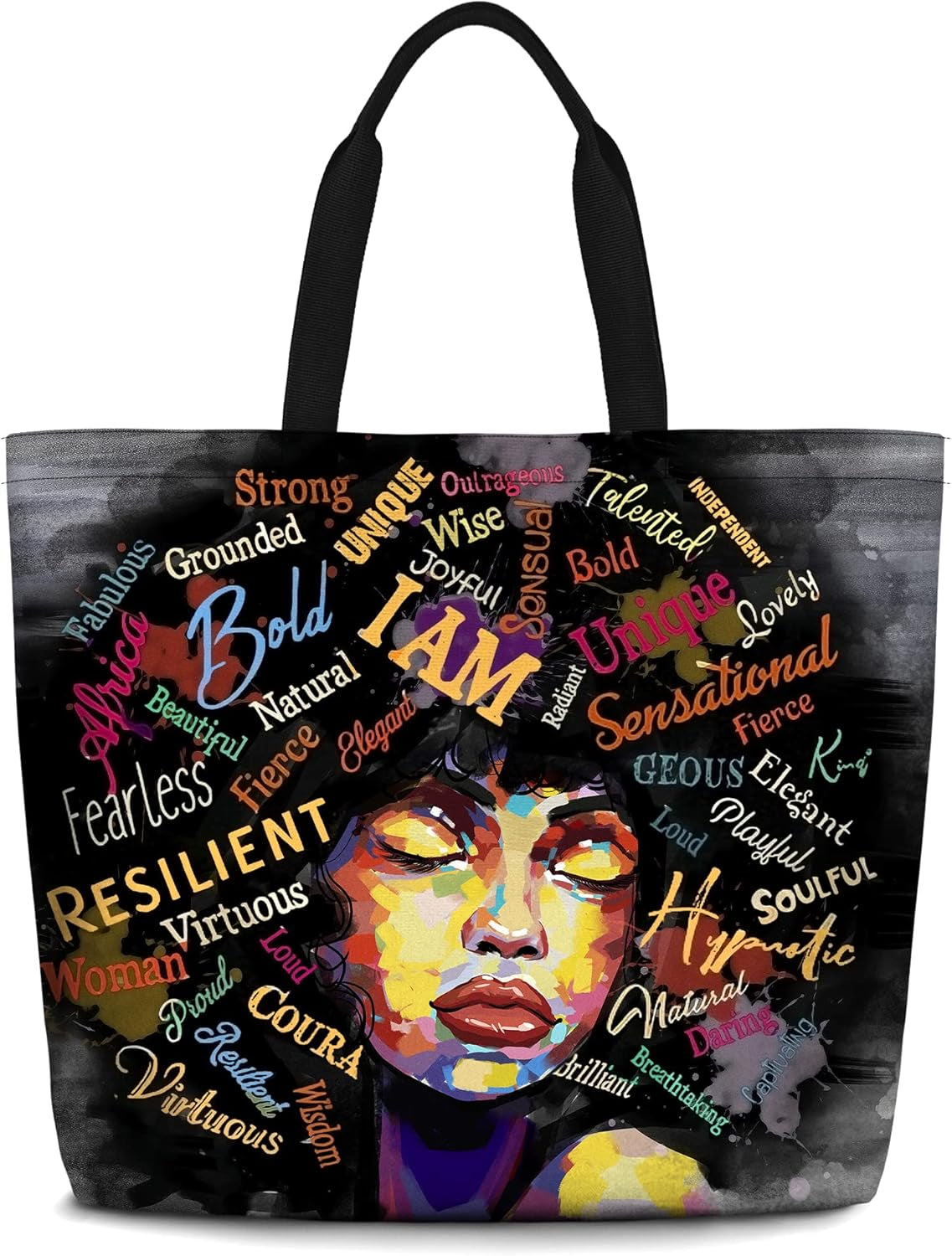 "Afro Queen Tote – Bold & Beautiful Handbag for Work, Shopping, and Everyday Adventures"