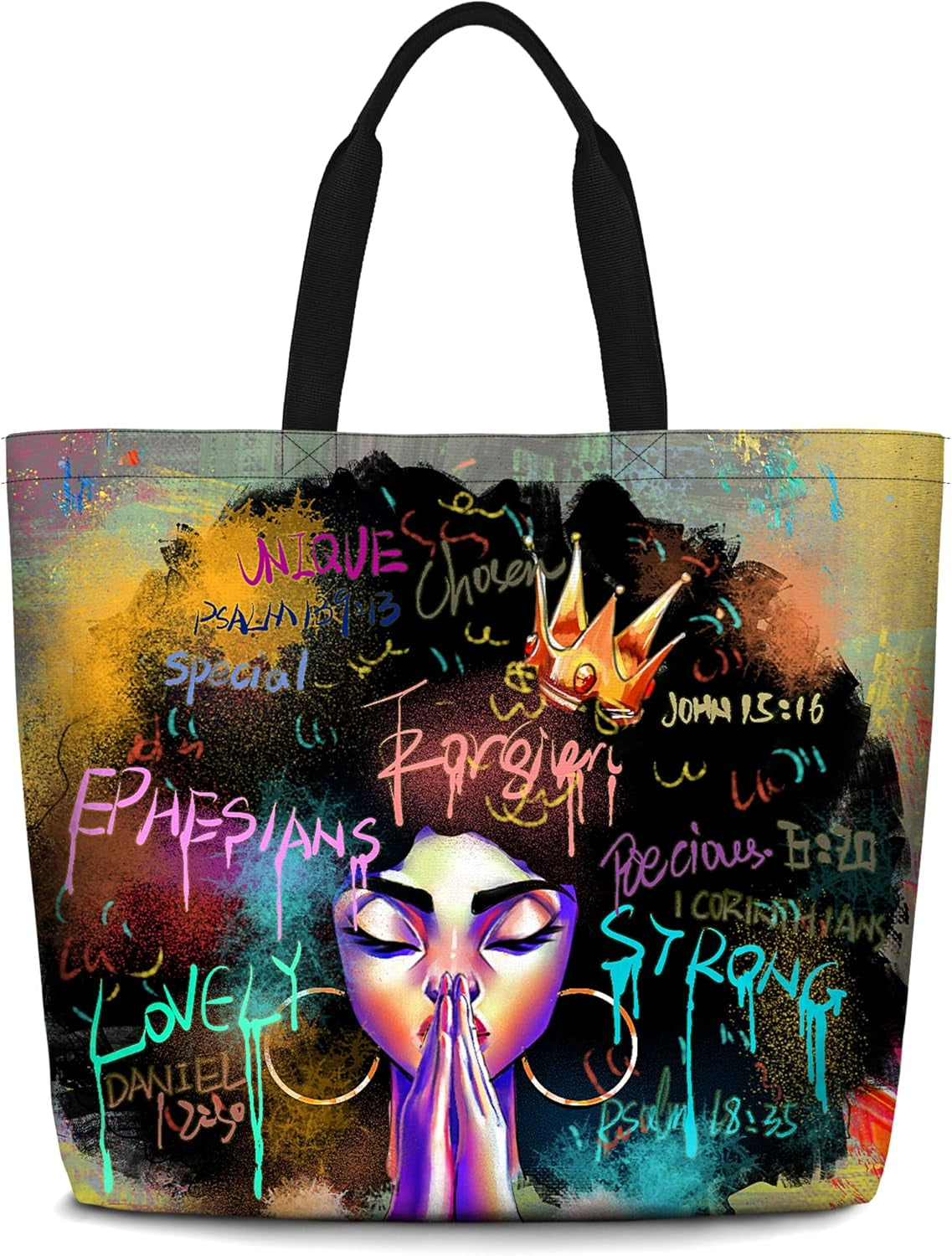 "Afro Queen Tote – Bold & Beautiful Handbag for Work, Shopping, and Everyday Adventures"