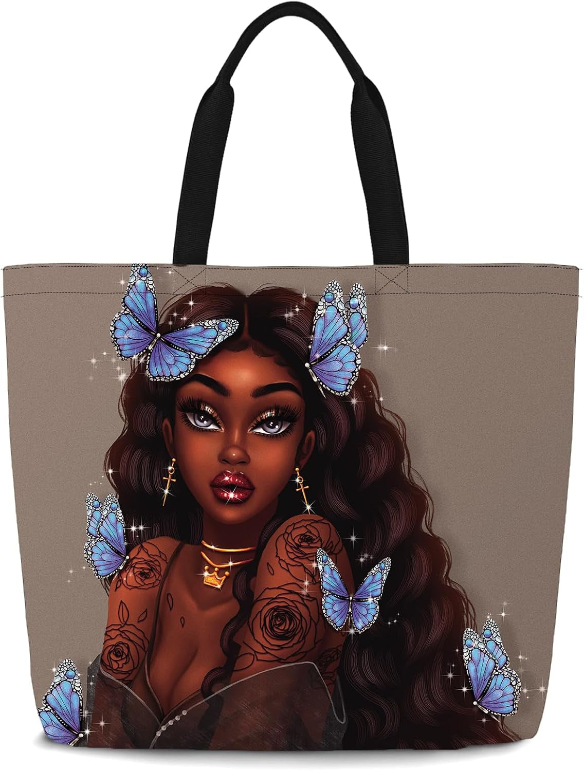 "Afro Queen Tote – Bold & Beautiful Handbag for Work, Shopping, and Everyday Adventures"