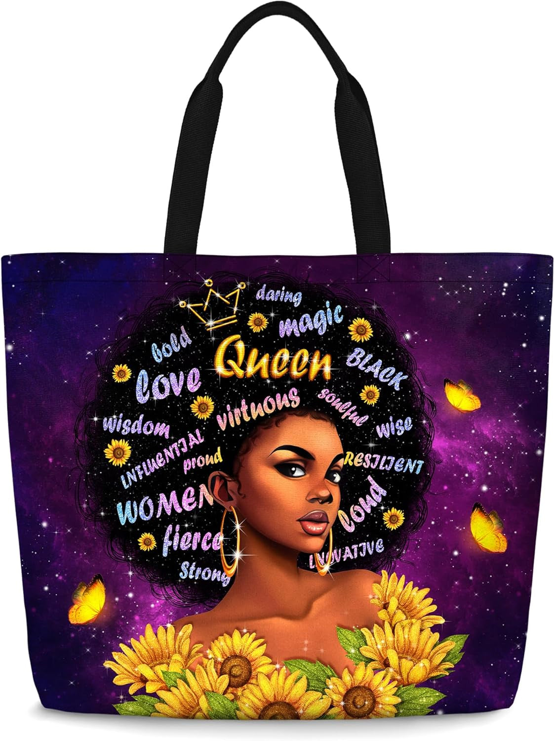 "Afro Queen Tote – Bold & Beautiful Handbag for Work, Shopping, and Everyday Adventures"