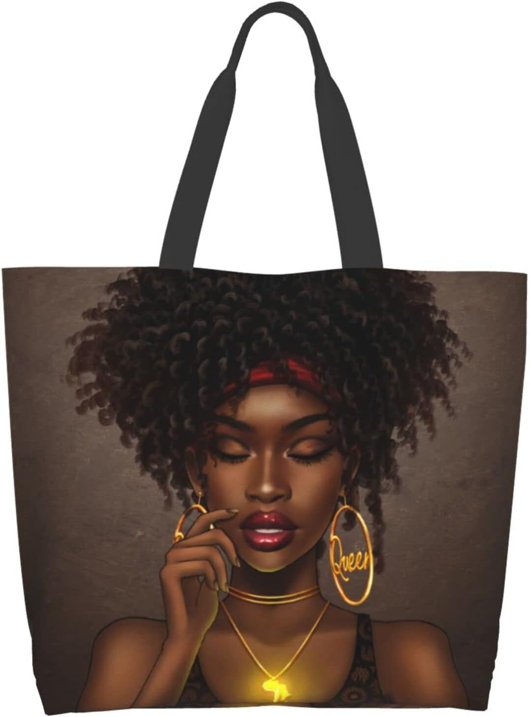 "Afro Queen Tote – Bold & Beautiful Handbag for Work, Shopping, and Everyday Adventures"