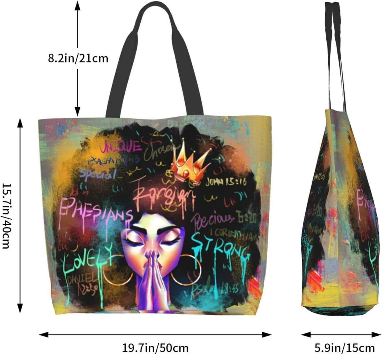 "Afro Queen Tote – Bold & Beautiful Handbag for Work, Shopping, and Everyday Adventures"