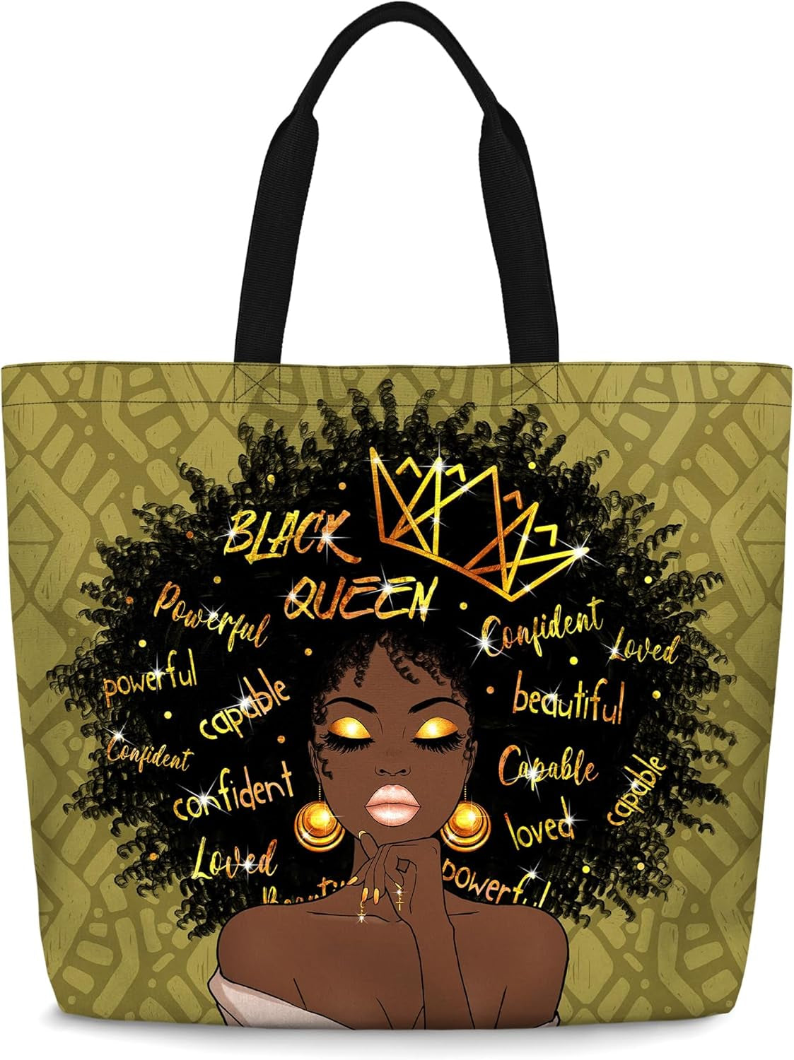 "Afro Queen Tote – Bold & Beautiful Handbag for Work, Shopping, and Everyday Adventures"