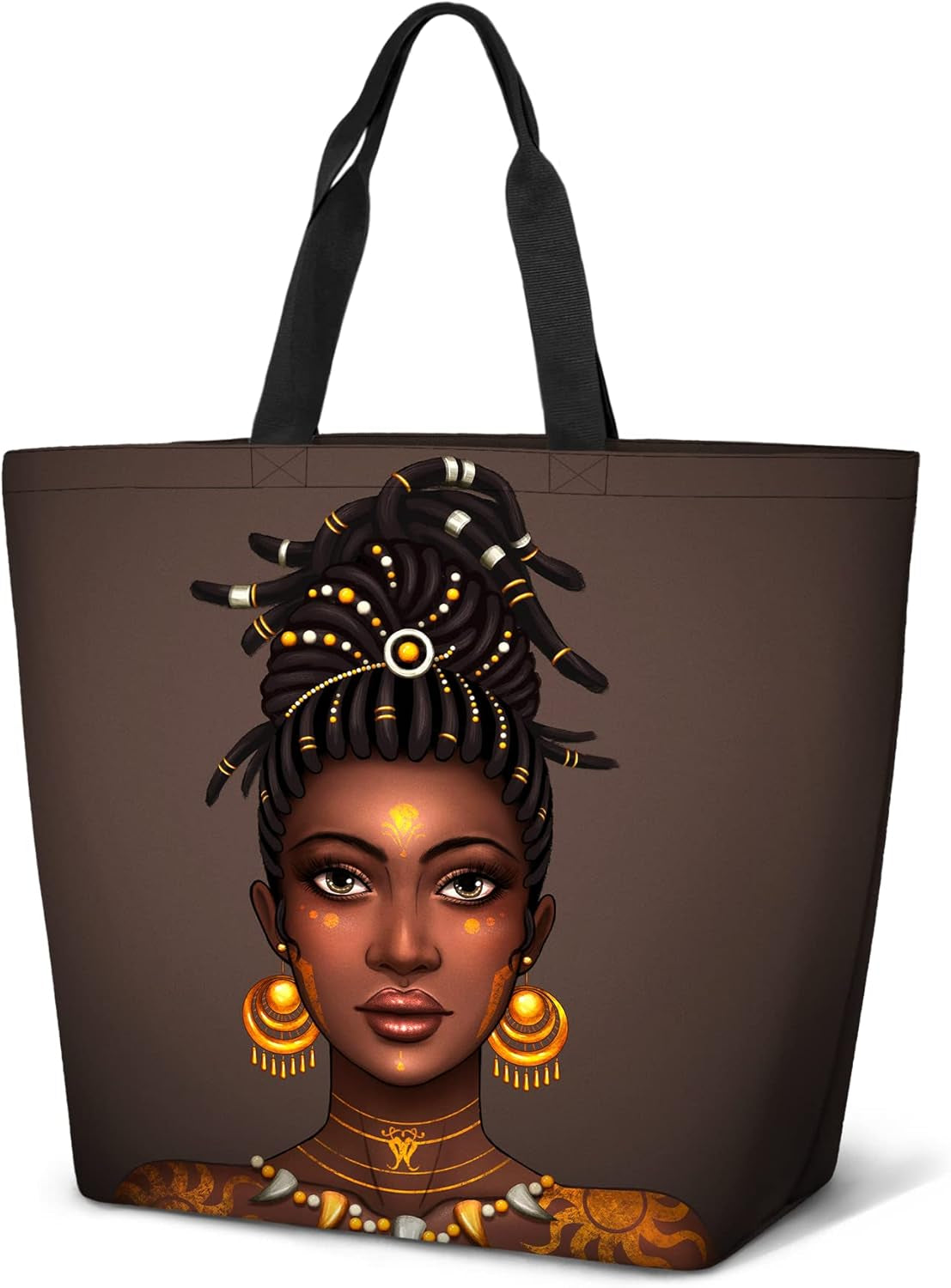 "Afro Queen Tote – Bold & Beautiful Handbag for Work, Shopping, and Everyday Adventures"