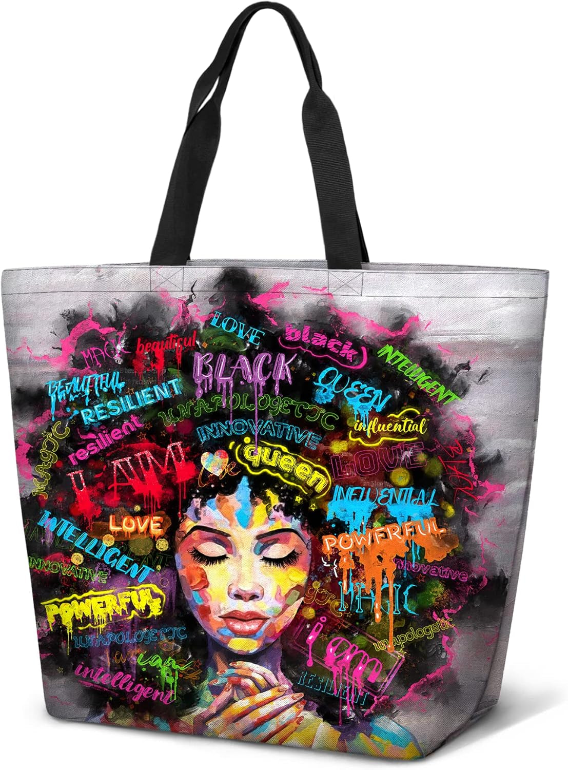 "Afro Queen Tote – Bold & Beautiful Handbag for Work, Shopping, and Everyday Adventures"