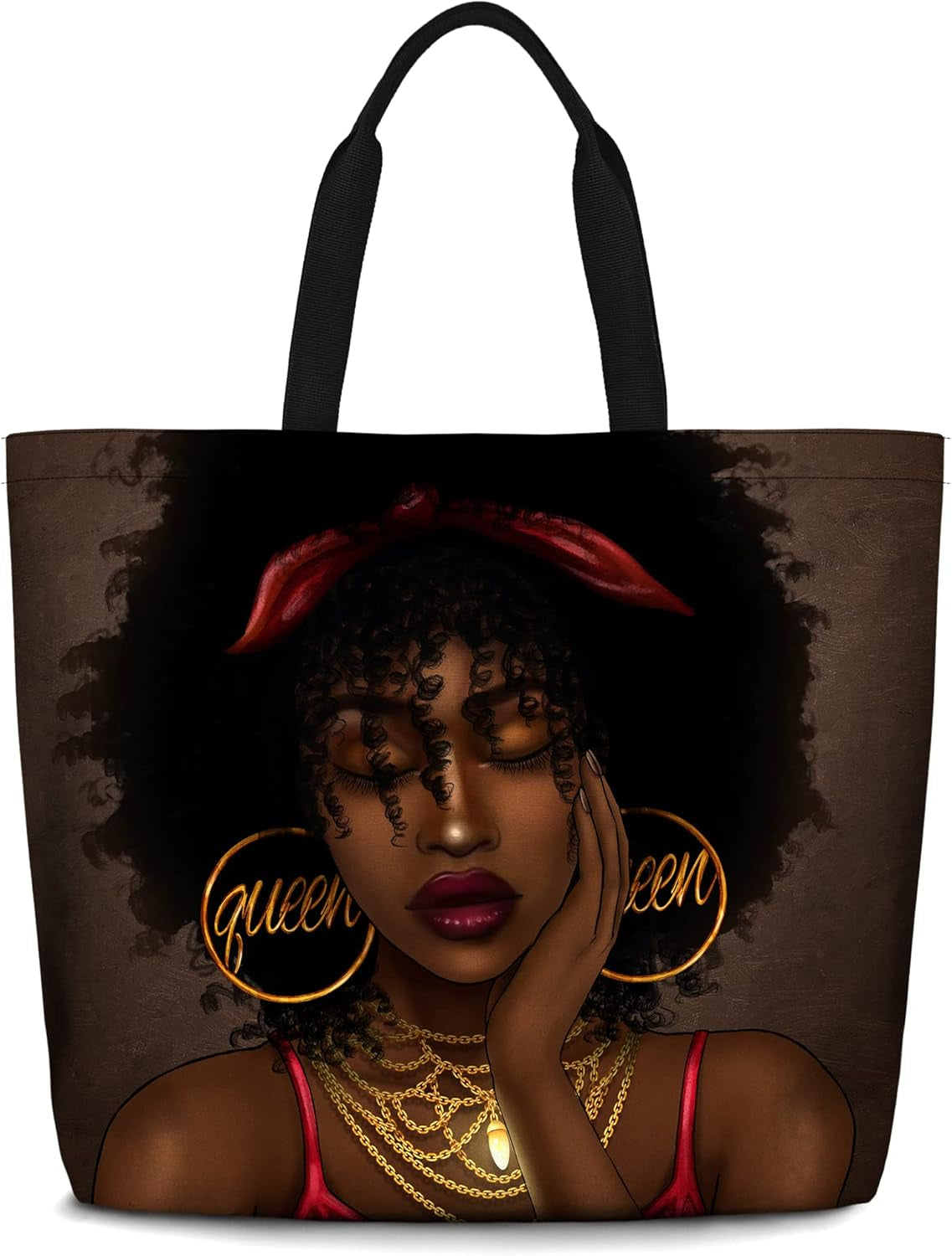 "Afro Queen Tote – Bold & Beautiful Handbag for Work, Shopping, and Everyday Adventures"