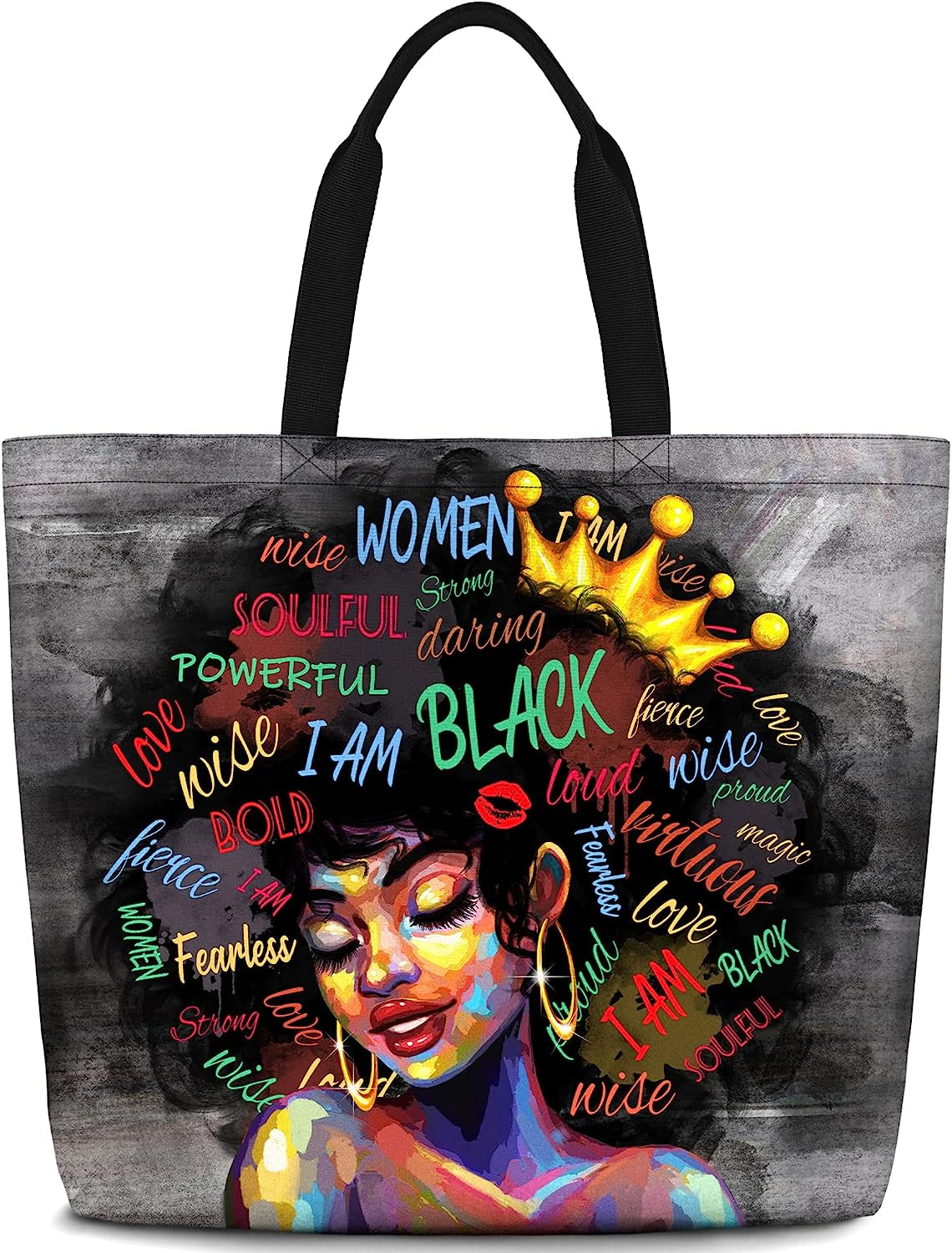 "Afro Queen Tote – Bold & Beautiful Handbag for Work, Shopping, and Everyday Adventures"