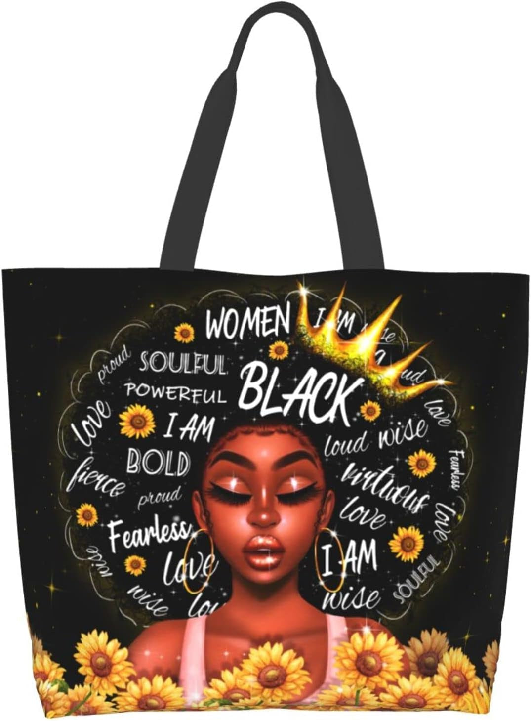 "Afro Queen Tote – Bold & Beautiful Handbag for Work, Shopping, and Everyday Adventures"